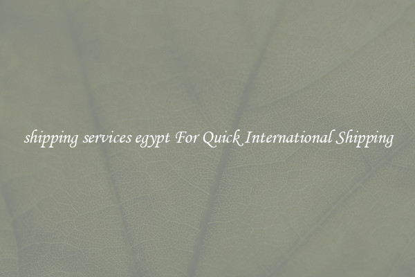 shipping services egypt For Quick International Shipping